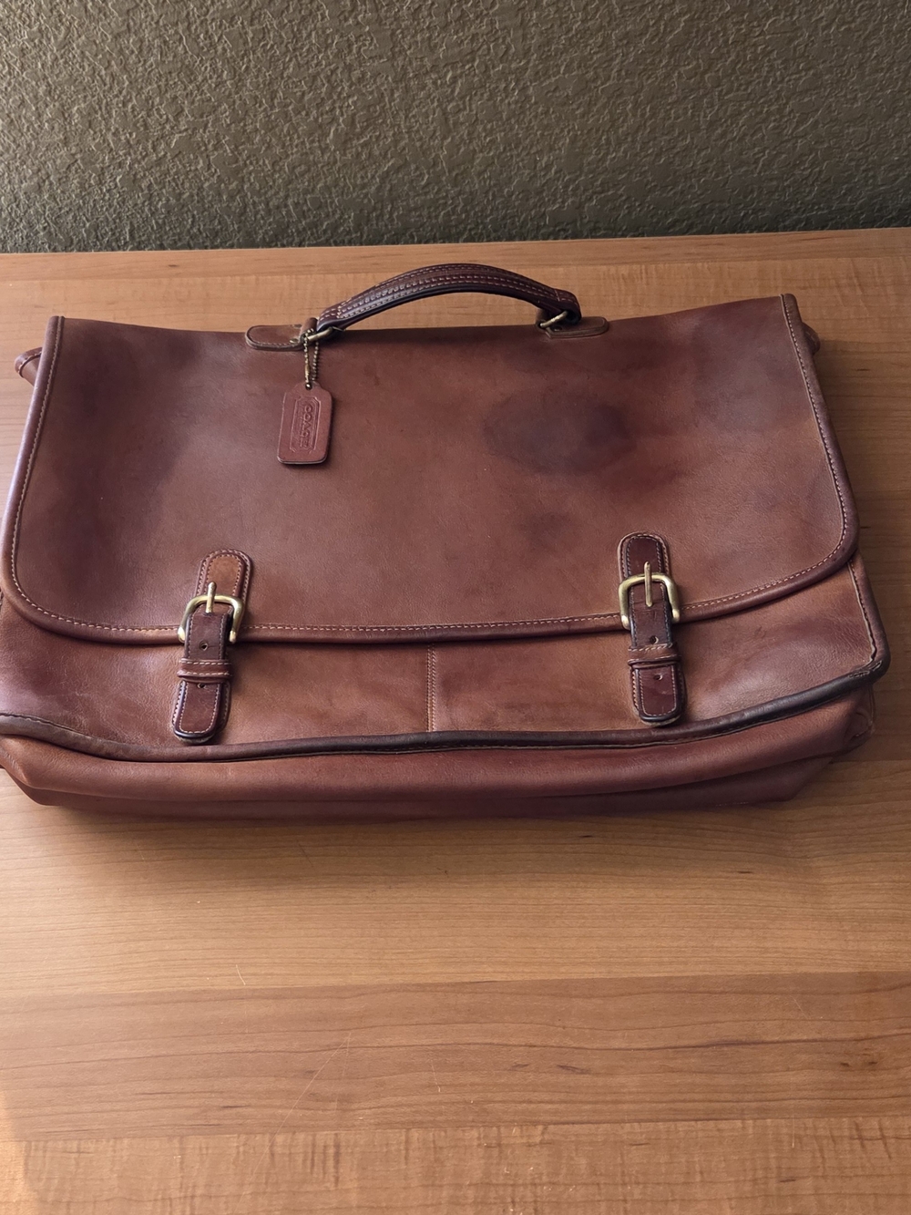 Coach Vintage Brown Leather Briefcase Messenger with Top Handle